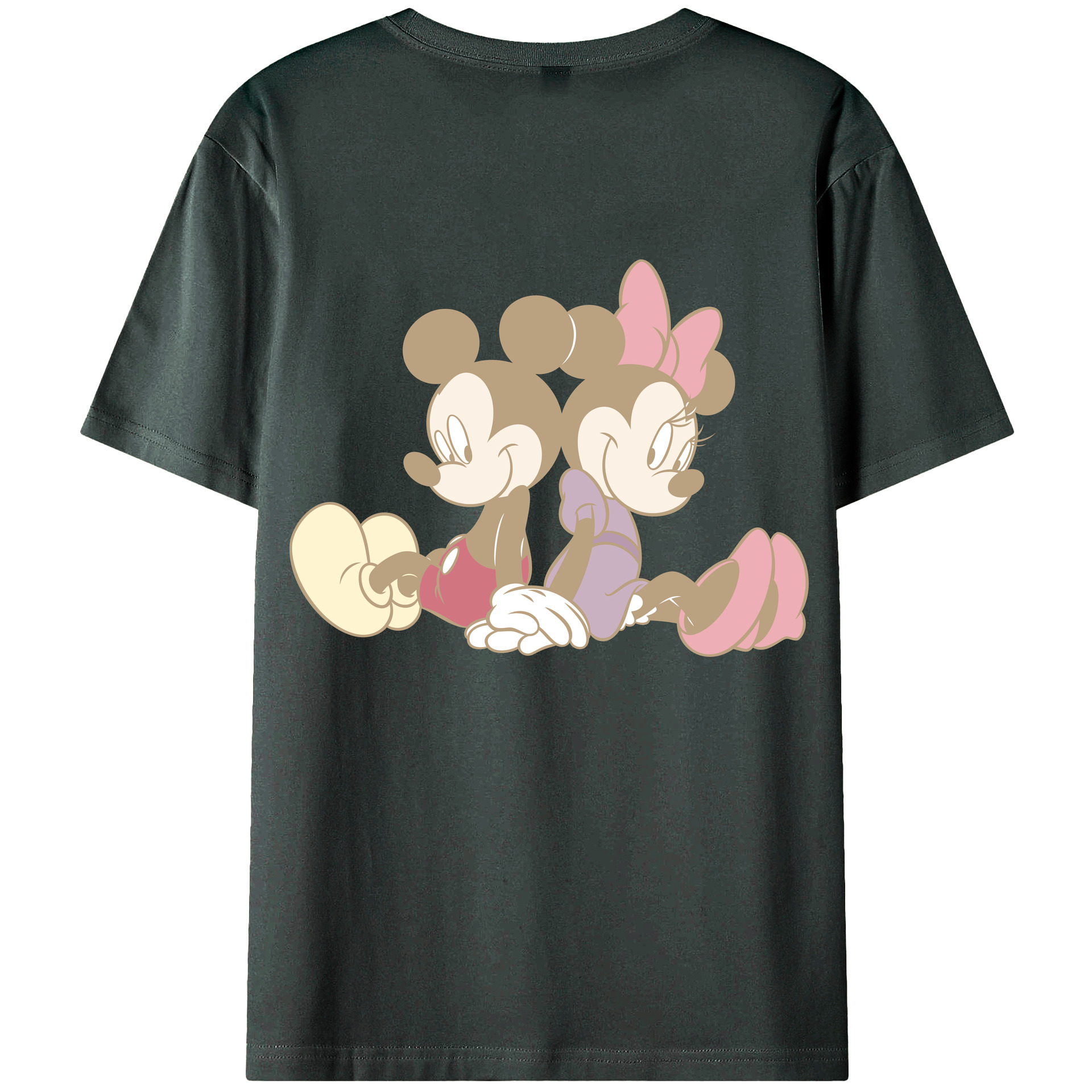 ミッキーマウス Mickey Mouse 綿100％ メンズ半袖Tシャツ（バックプリント） 通気性